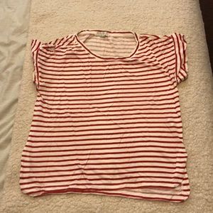 Woman’s red and white striped forever 21 shirt